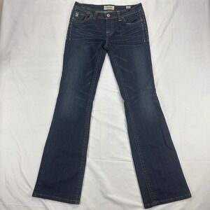 Mek Denim Womens Bootcut Jeans Dark Wash Embellished Pockets Size 30x34